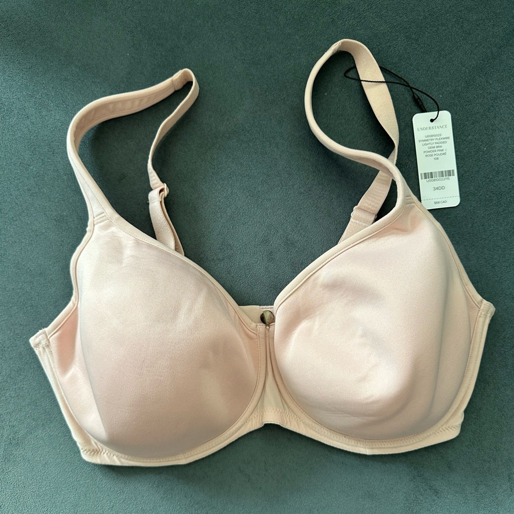 NWT Understance Symmetry FlexWire Lightly Padded Demi Bra 34DD Powder Pink
